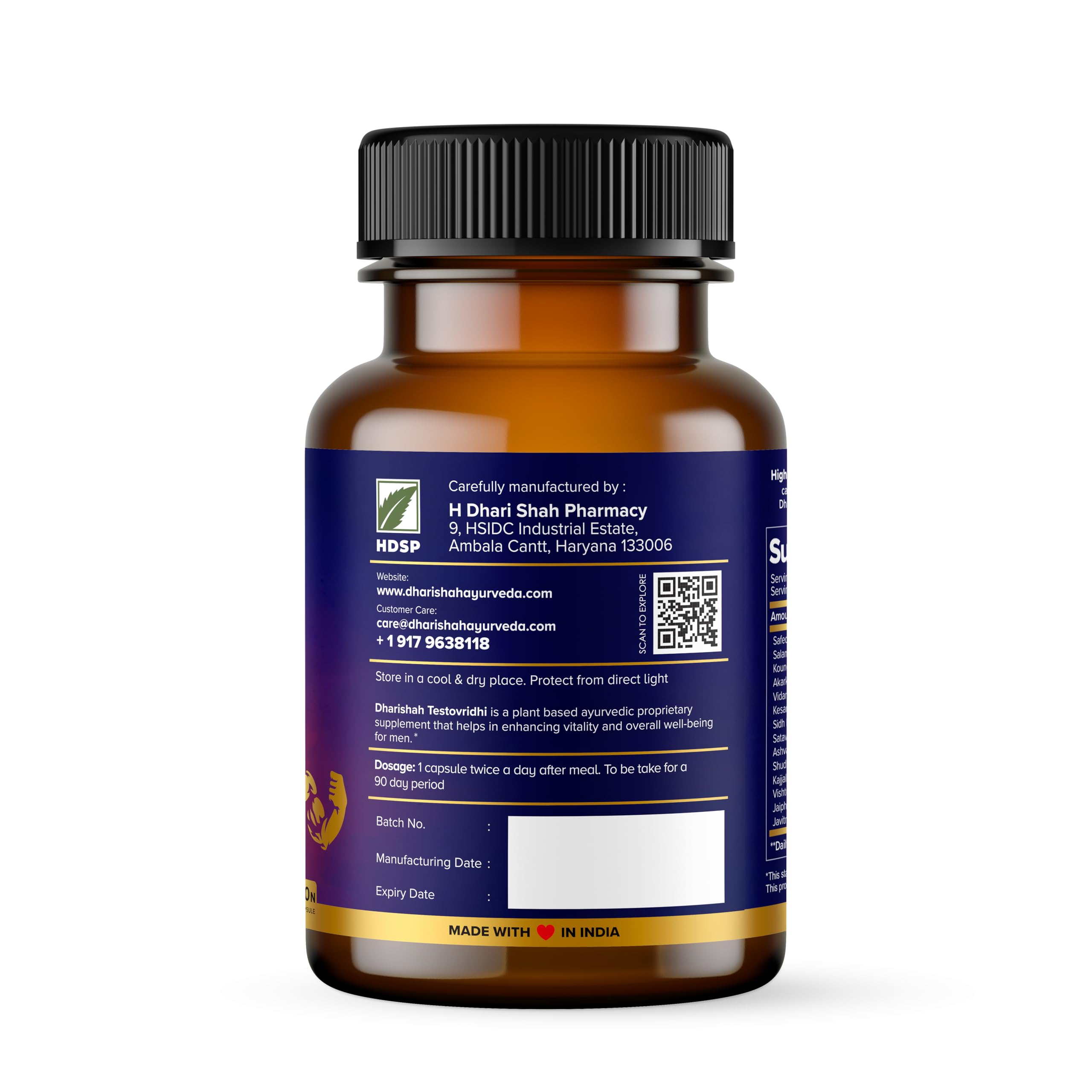 Dharishah Ayurveda Testovridhi Testosterone Booster for Men - 60 Vegan capsules with Ashwagandha, Shilajit, Safed Musli, Gokshura Supports Stamina, Energy, Muscle Strength, and Performance — Amazon image 8