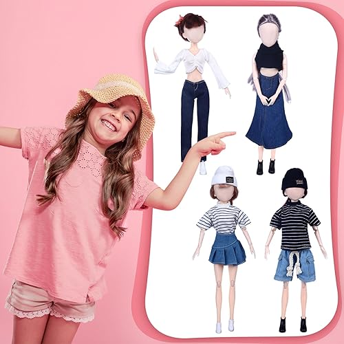 Miniatura 5 de Geyoga 16 piezas de ropa de muñeca de Navidad y accesorios para muñecas de 11.5 pulgadas, accesorios de muñeca de mezclilla, ropa casual (estilo