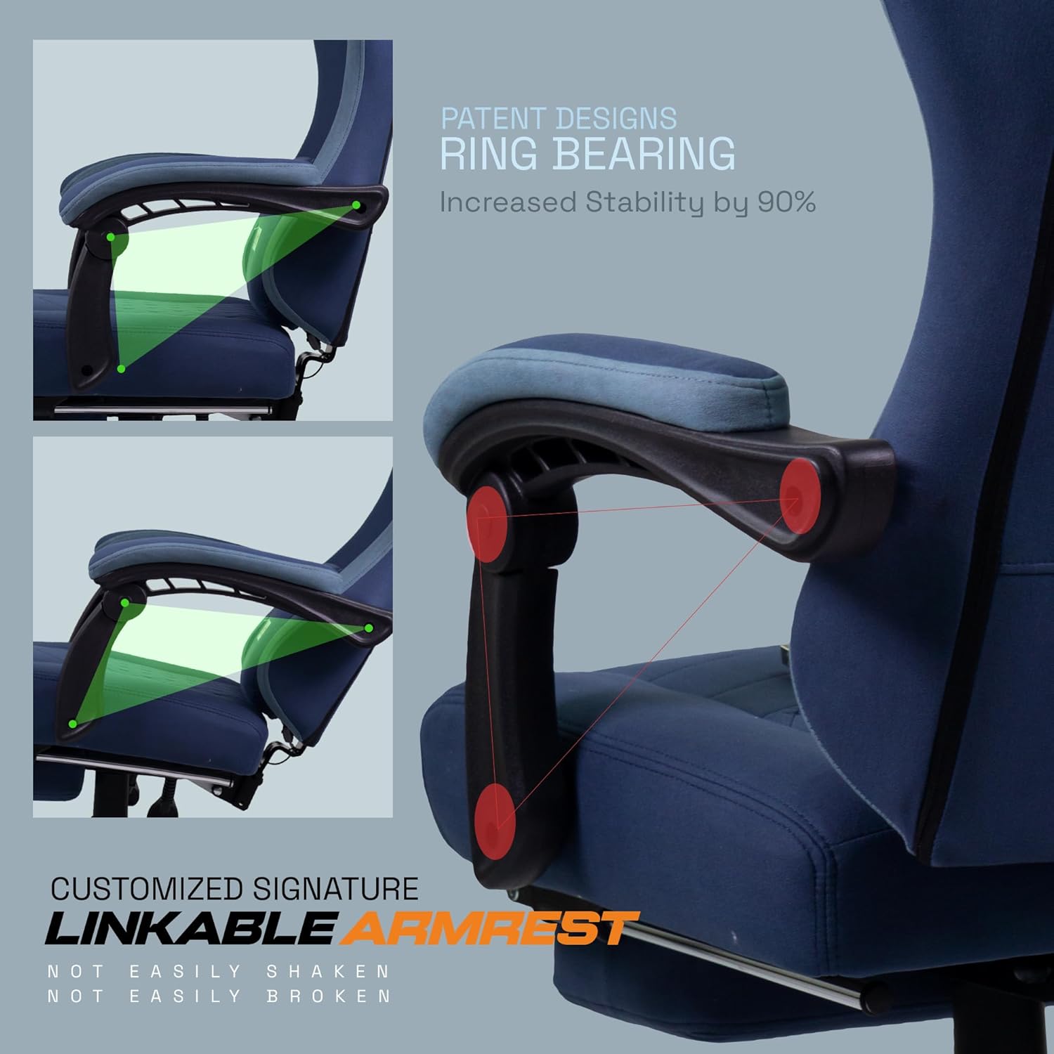 Baybee Drogo Throne Ergonomic Gaming Chair With Linkage Armrest,Foot Rest,& Adjustable Seat|Computer Chair With Fabric,Head & Massager Lumbar Pillow|Home & Office Chair With Full Recline (Dark Blue) Baybee Drogo Throne Ergonomic Gaming Chair With Linkage Armrest,Foot Rest,& Adjustable Seat|Computer Chair With Fabric,Head & Massager Lumbar Pillow|Home & Office Chair With Full Recline (Dark Blue)