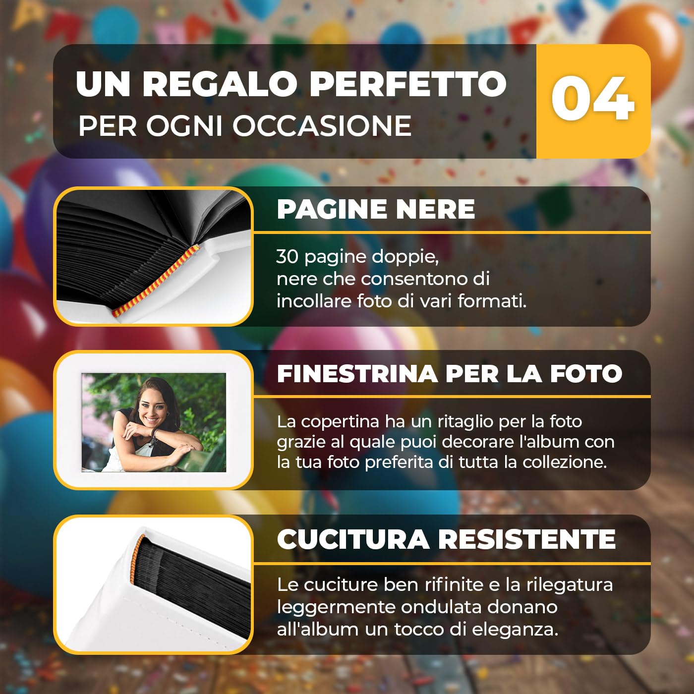 Maverton Album Fotografico Personalizzato | Copertina Rigida in Pelle Sintetica con Finestra, 60 pagine, 240 foto 10x15 cm, regalo donna, Fiori