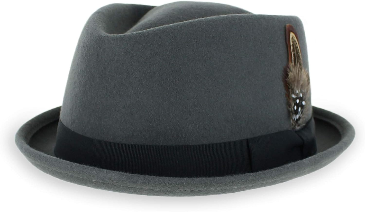 Belfry Crushable Porkpie Fedora Hat Men's Vintage Style 100% Pure Wool in Black Brown Grey Navy Pecan and Striped Band