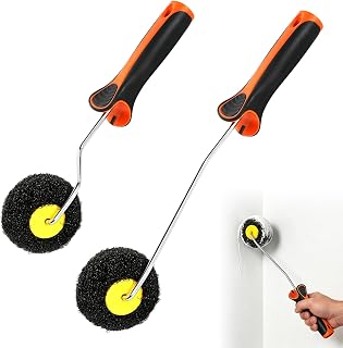 Roller für Spachtelmassen, 2 Stück Eckenroller mit Nylonborsten, Spezialwalze Waschbar von Spachtelmasse und Rollputz, Spachtelwalze für Innen-/Deckenecken Gipskarton & Schwer Zugängliche