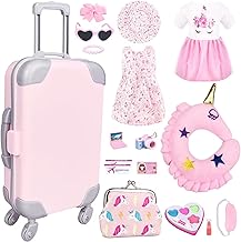 BNUZEIYI 17Pcs 18 Inch Girl Doll Clothes and Accessories Doll Accessories Travel Play Set with Travel Pillow Camera for 18 Inch Dolls Gift for Girls