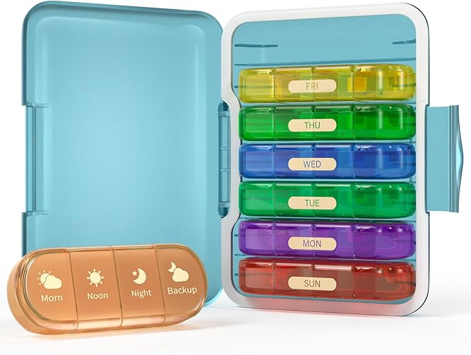 Amazon.com: Codcaw Weekly Pill Organizer 4 Times a Day, 7 Day Pill Box ...