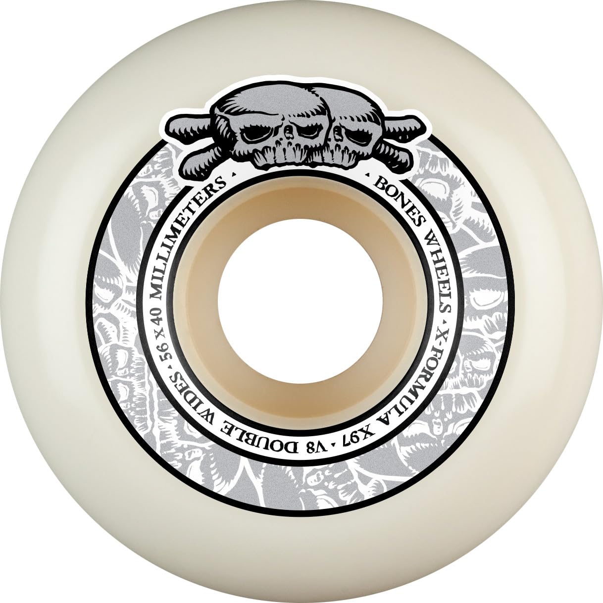 Bones Wheels X-Formula Double Wides Skateboard Wheels, 56mm, 97A, V8 Double Wides