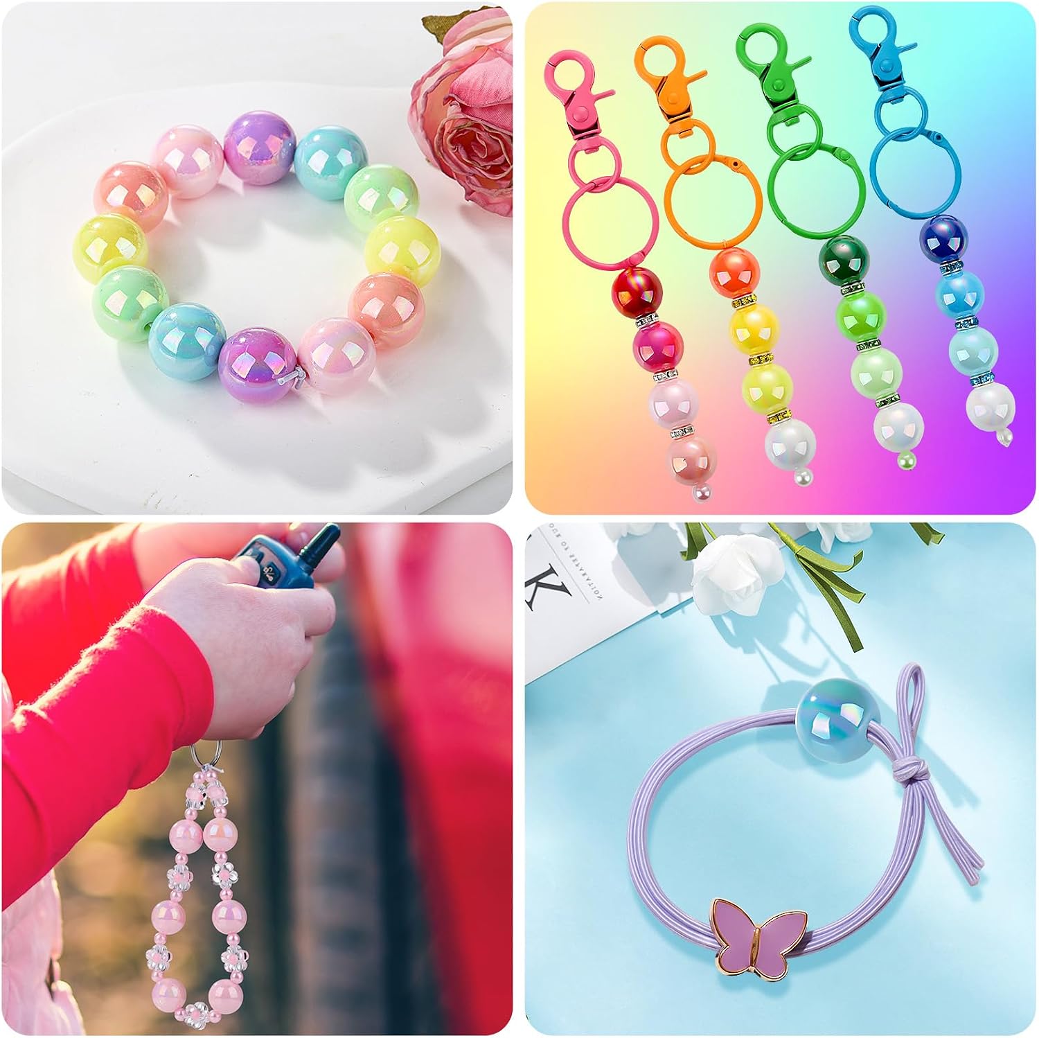 232pcs Beads for Pens,  Acrylic Focal Beads for Keychains 16mm thumbnail