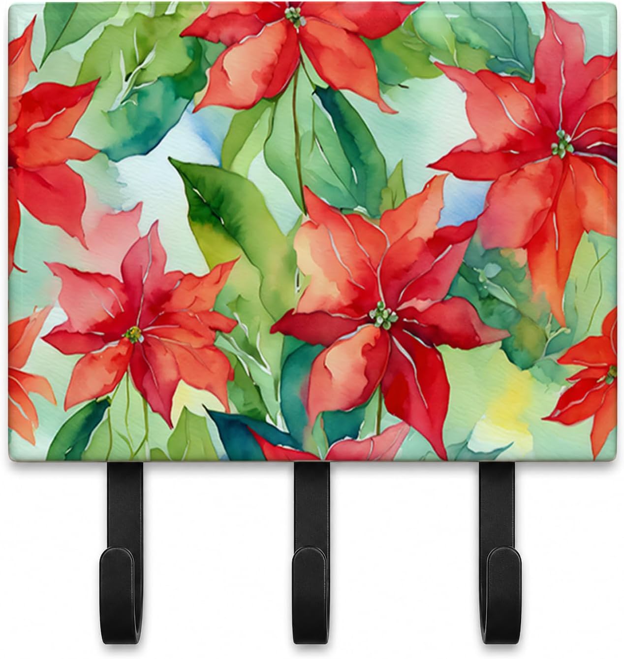 Caroline's Treasures Poinsettias Decorative Ceramic Triple Wall Hook