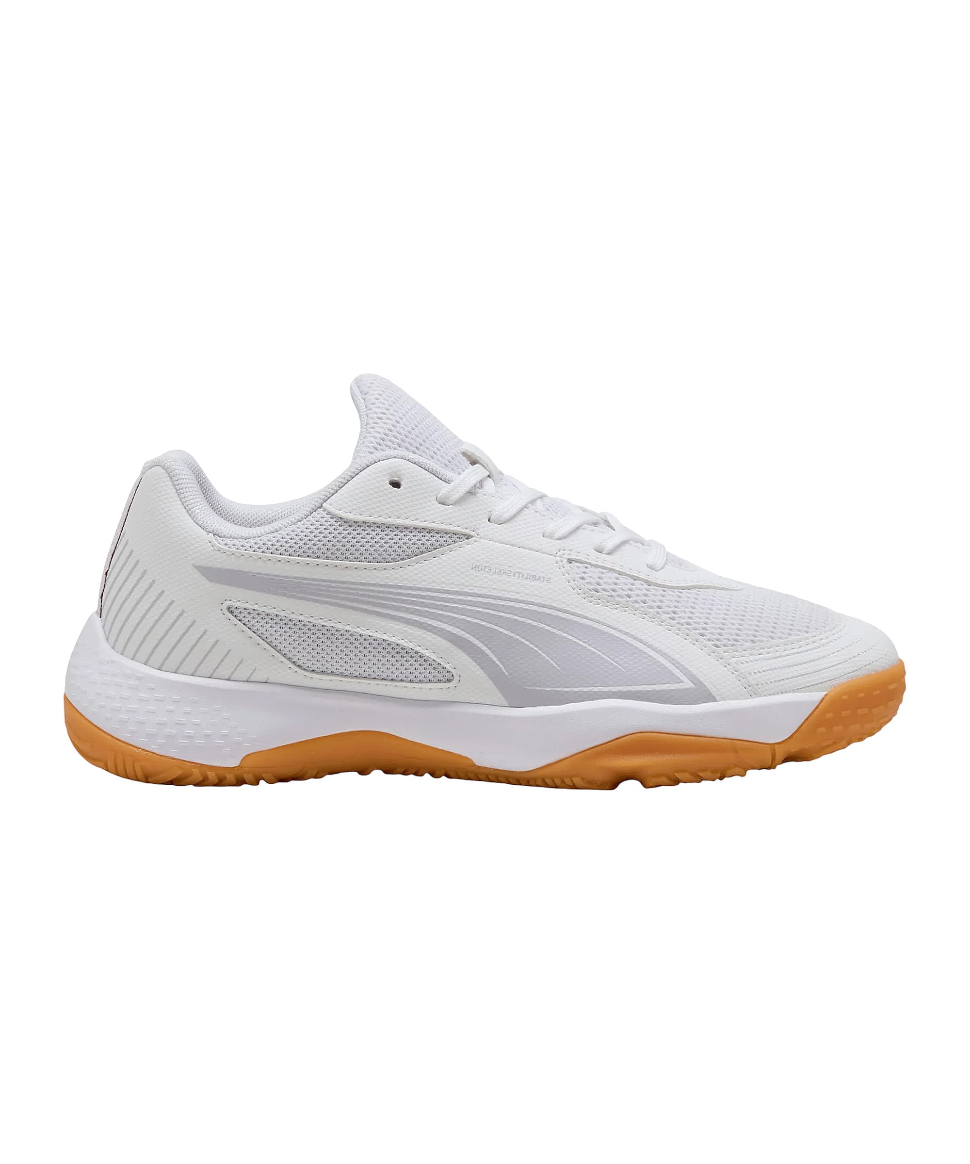 PUMA SOLARFLASH III JR, Indoor Court Shoe, White-Lilac Crush-Berry, 40.5 EU