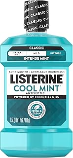 Listerine Cool Mint Antiseptic Mouthwash, Daily Oral Rinse Kills 99% of Germs that Cause Bad Breath, Plaque and Gingivitis for a Fresher, Cleaner Mouth, Cool Mint Flavor, 1.5 L