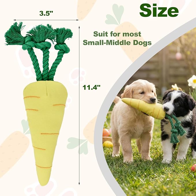Juguete Mordible para Perros Squeaky Zanahoria Tela Canvas CooShou miniatura 3