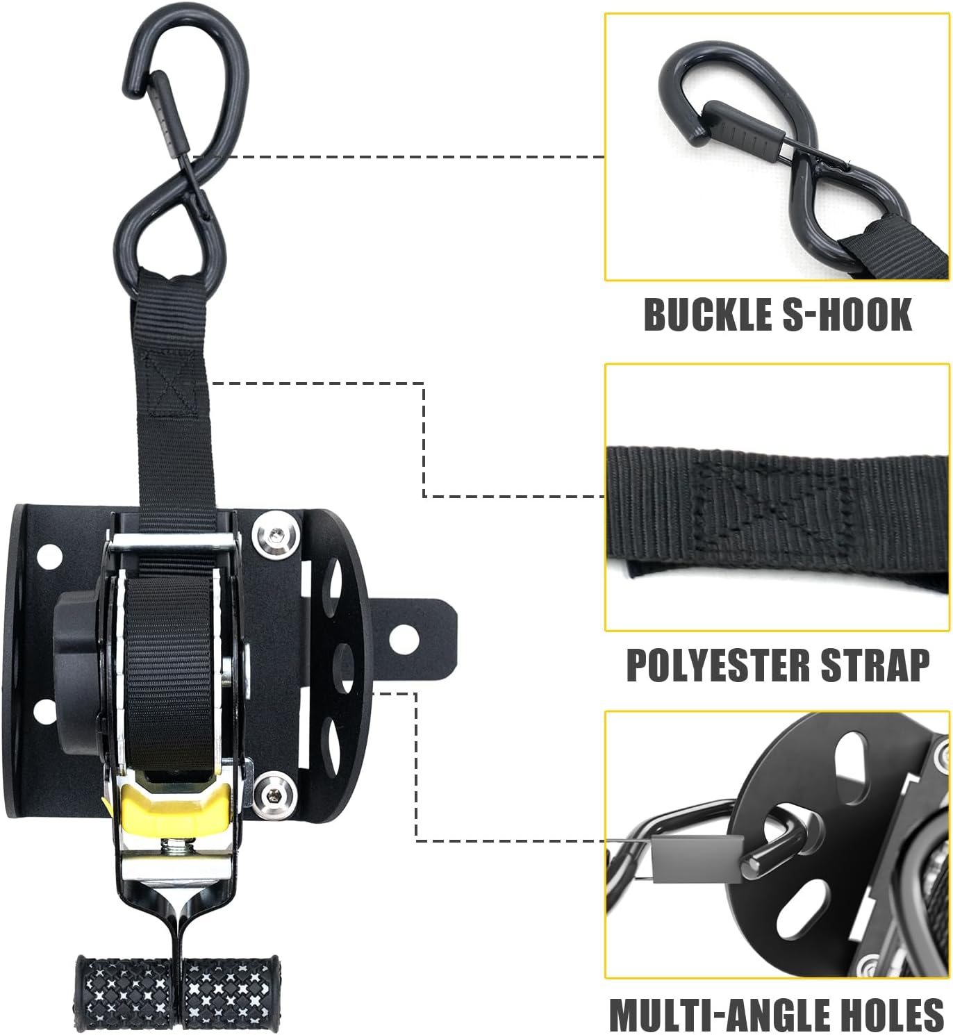 Retractable Ratchet Straps Bundle with 2022-2025 Ford Maverick Trail Rail System Side Rail Track Aluminum Alloy Cargo Management L-Track Tie Down System 2024 Maverick Accessories