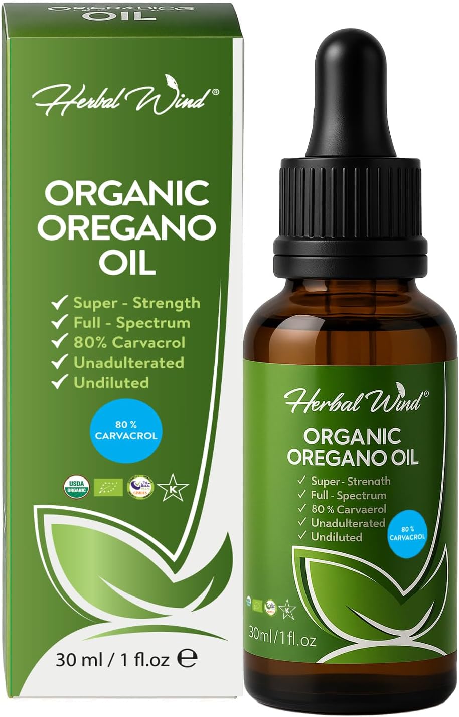 Organic Oregano Oil - 1 Fl Oz (30ml), 80% Carvacrol USDA Organic Oregano Oil Liquid Drops, Concentrated Plant Based, Non-GMO