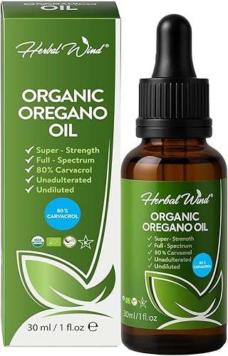 Aceite de orégano - 1 onza líquida (1.0 fl oz), gotas líquidas de aceite de orégano orgánico USDA, apoyo inmunológico concentrado a base de plantas