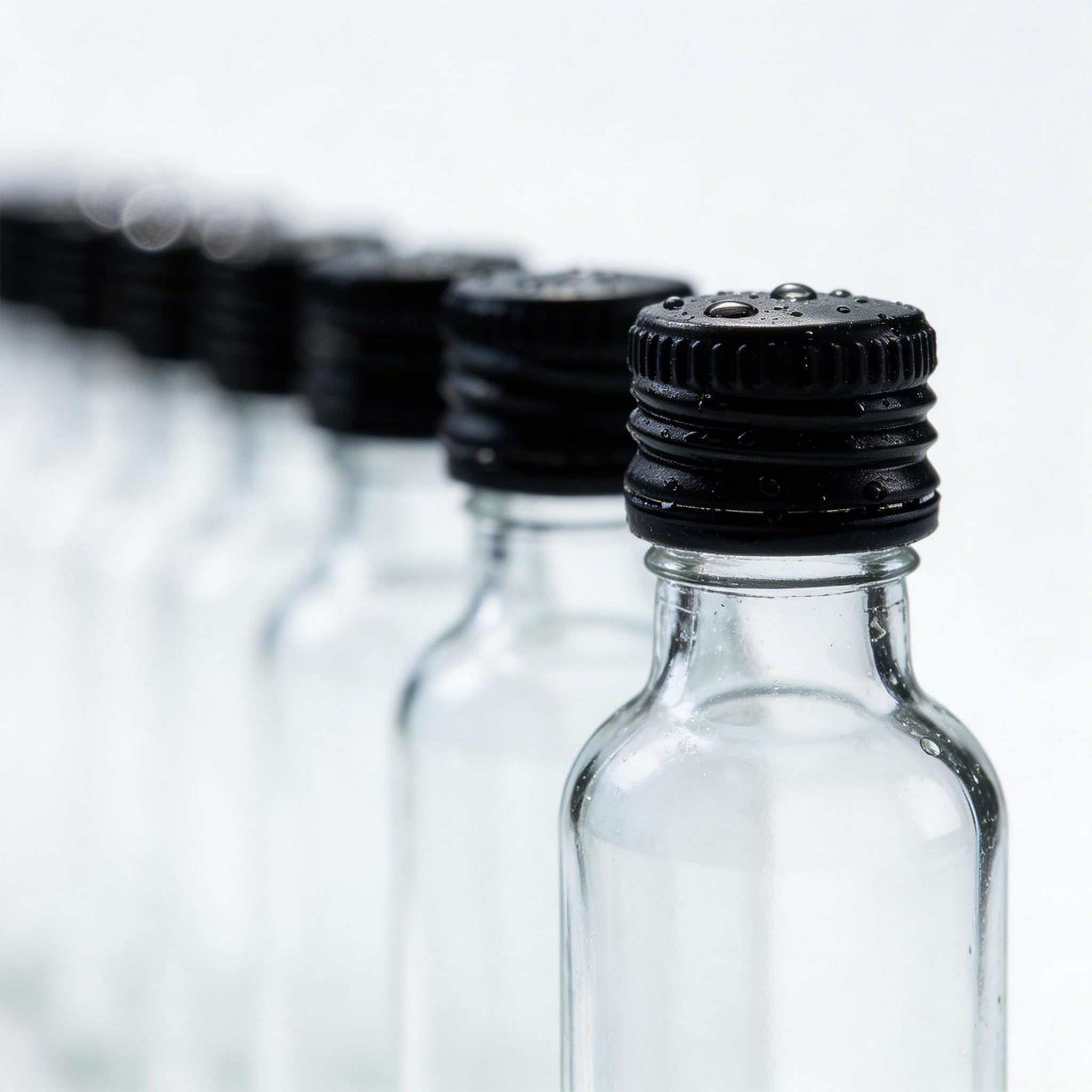 24 Pezzi Piccole Bottiglie da 50ml per riempire, Mini Bottiglie di plastica con Coperchio e Imbuto, Bottiglie riutilizzabili per Matrimoni e Feste