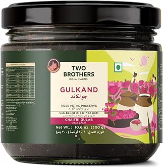 Two Brothers Organic Farms - Natural Gulkand (300 G) | Rose Petal Jam Made Without Refined Sugar | Sweetened with Raw Honey & Mishri | Natural & Traditional Preserve | Desi Gulab Gulkand