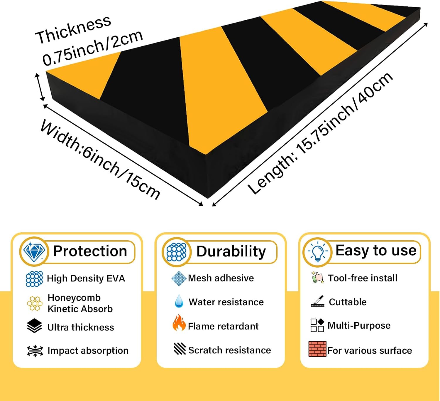 4 Pcs Garage Wall Protector Foam Car Door Edge Guards Reflective Safety Bumper Protector Anti Collision Padding Protection for Parking Garages Warehouse Wall Corner Edge