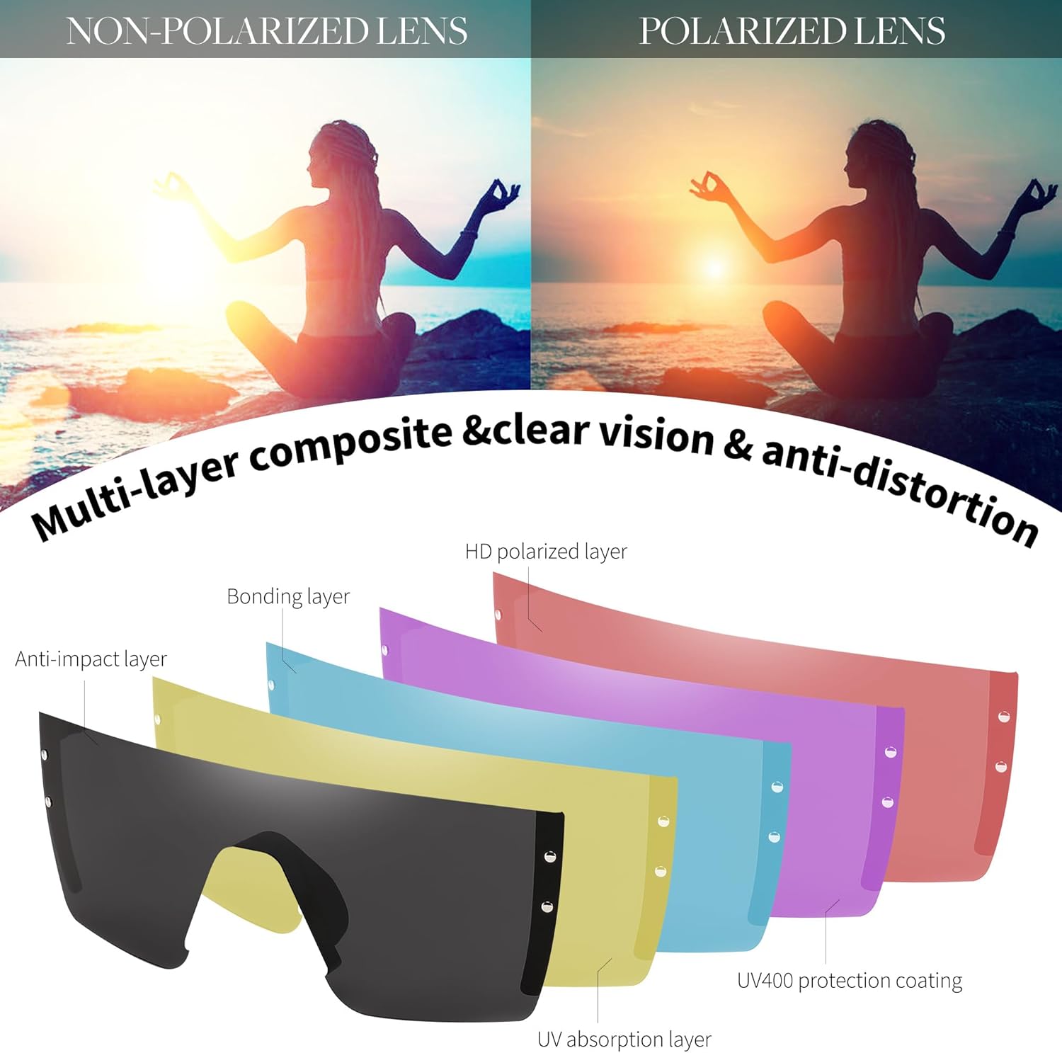 FEISEDY Sunglasses Mens Polarized Women Oversized Flat Top Square Cycling Fishing Golf Hiking Vintage Sun Glasses B2367 - Image 6