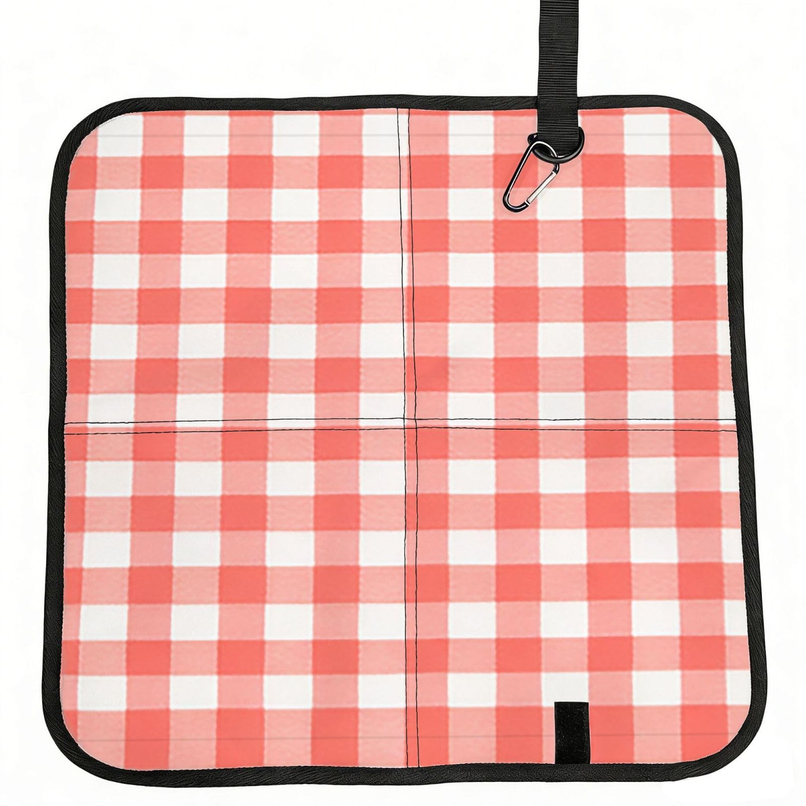 DUYIOKH Coral Gingham Print Foldable Portable Seat Cushion for World Cup Games, Camping and Outdoor Activities
