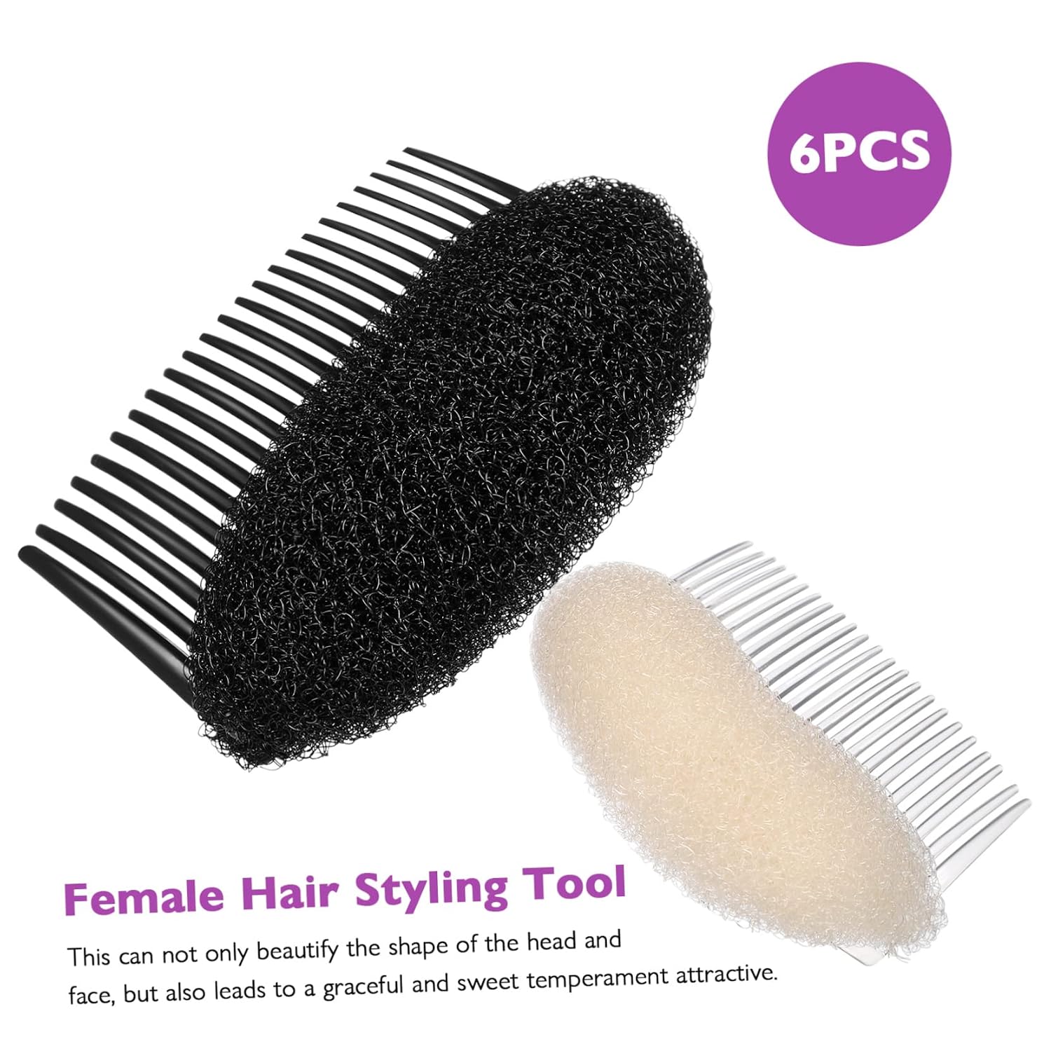 6Pcs Hair Sponge Shaper Comb Hair Styling Accessories for Women for and Volume Enhancement