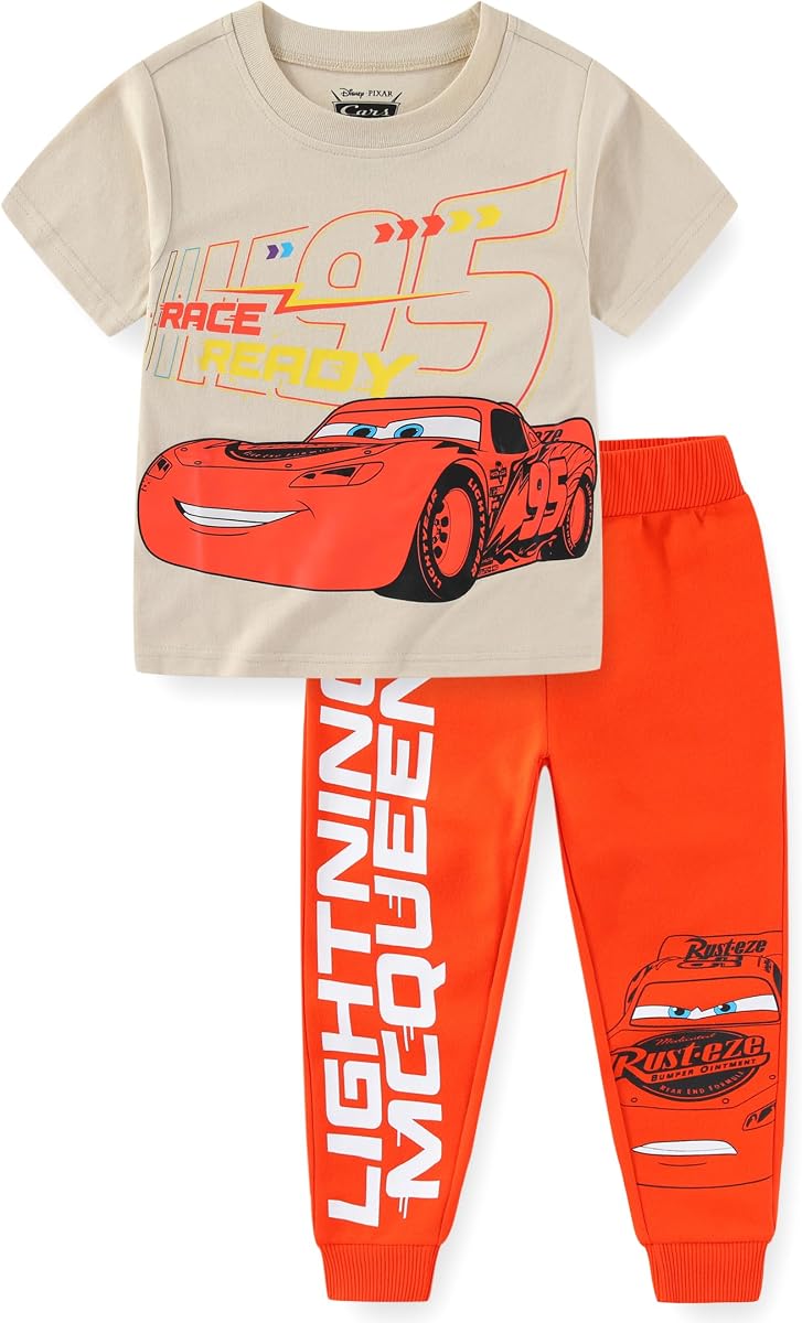 Disney Cars McQueen Boys T-Shirt and Pants Set for Toddler to Big Kids
