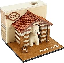 3D Calendar 2026 Desk Calendar 366 Days with Acrylic Box Art Paper Sculptures Time Piece Calendar for Creative Gifts Christmas New Year (Mastiff)