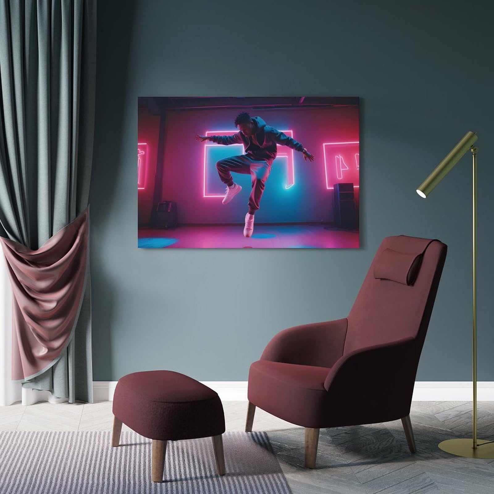 Poster da parete su tela, motivo: ballerino hip-hop, con stampa artistica moderna su tela, poster decorativo per camera da letto, 50 x 75 cm