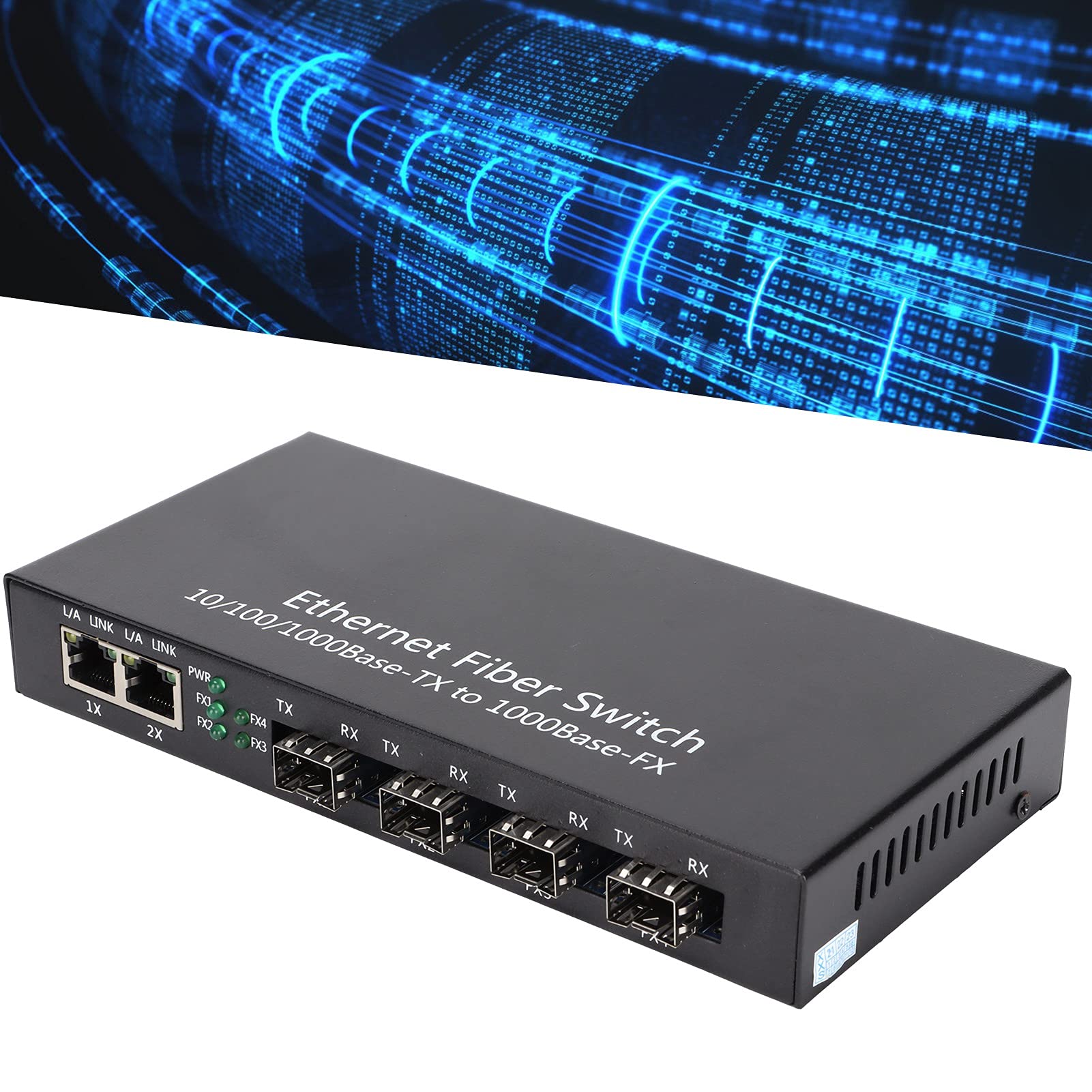 Dioche Glasfaser zu Ethernet Konverter, Ethernet Medienkonverter RJ45 10/100/1000M 4-Faser 2-Port Singlemode Dual Fiber für IEEE802.3Z / AB 1000Base-SXLX
