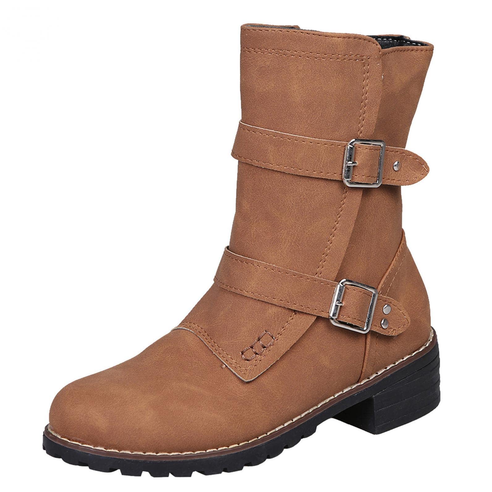 Stivali Donna Stivali a metà Polpaccio Combat Ankle Combat con Scarpe Basse Borchiate