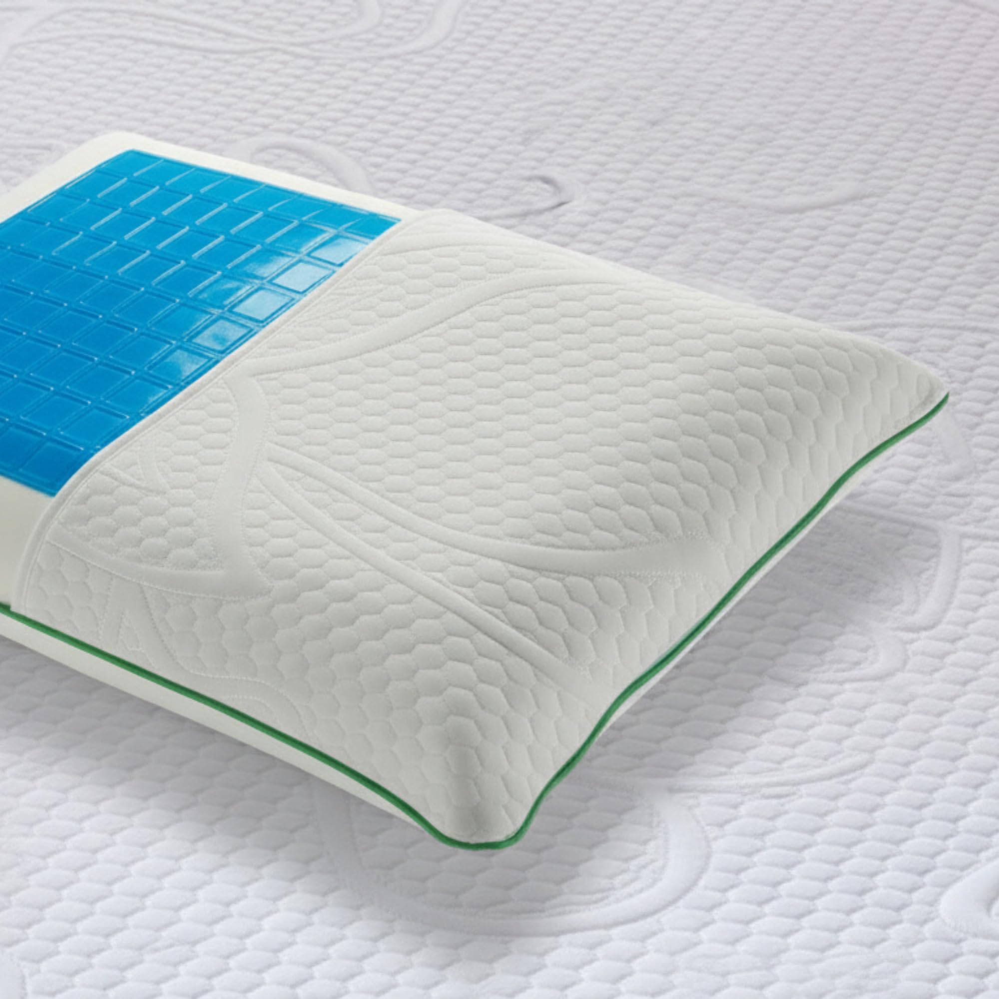 Bedshire Pillow - Almohada cervical para dormir, ortopédica, refrescante, almohada con espuma viscoelástica HD, funda de algodón con gel termorregulador desenfundable de 13 cm de altura, fabricada en