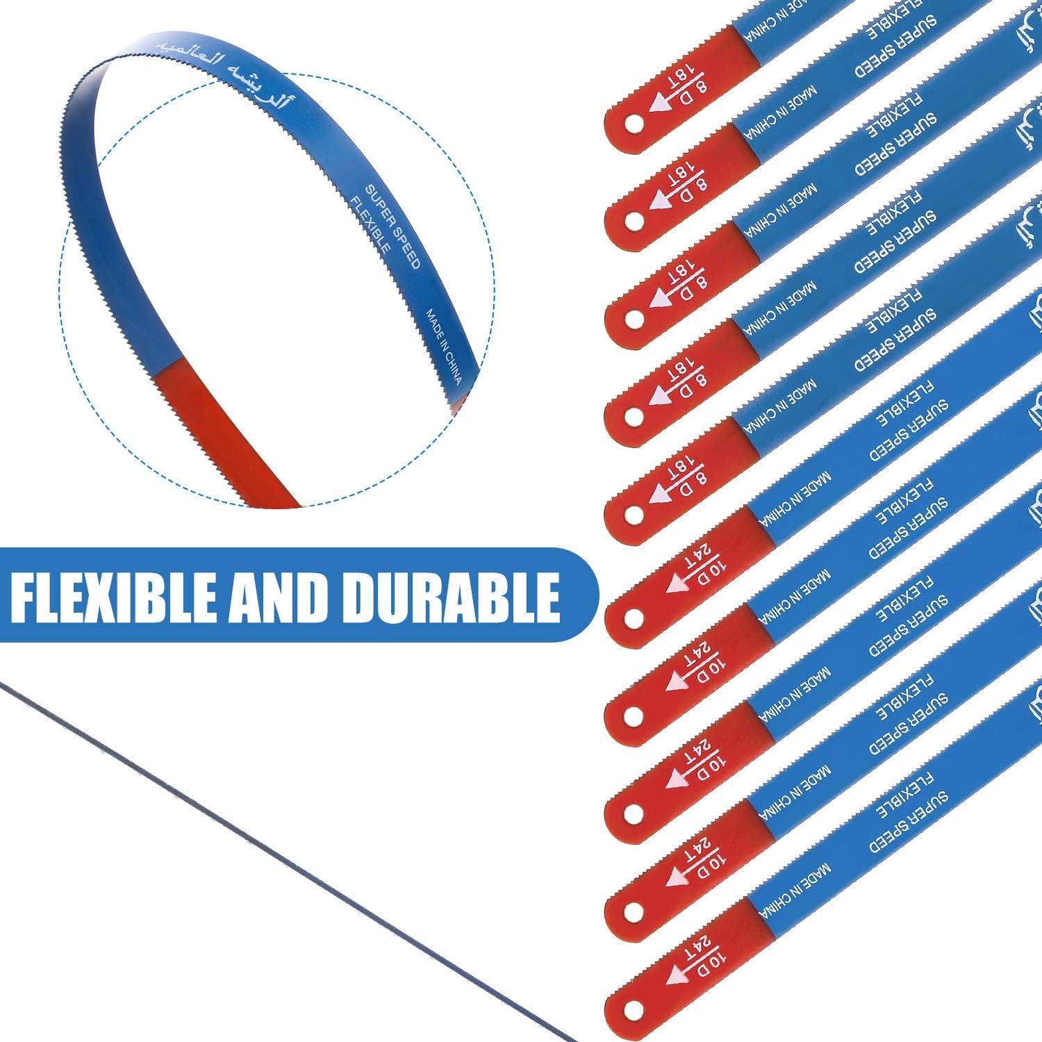 20 Pieces Hacksaw Replacement Blades Metal Cutting Hacksaw Blades with 18 Teeth and 24 Teeth Per Inch
