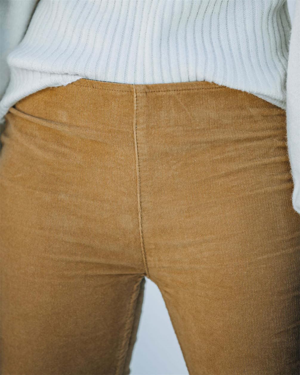 Pantalon de travail en velours côtelé taille haute pour femme, pantalon de travail en velours côtelé avec poches