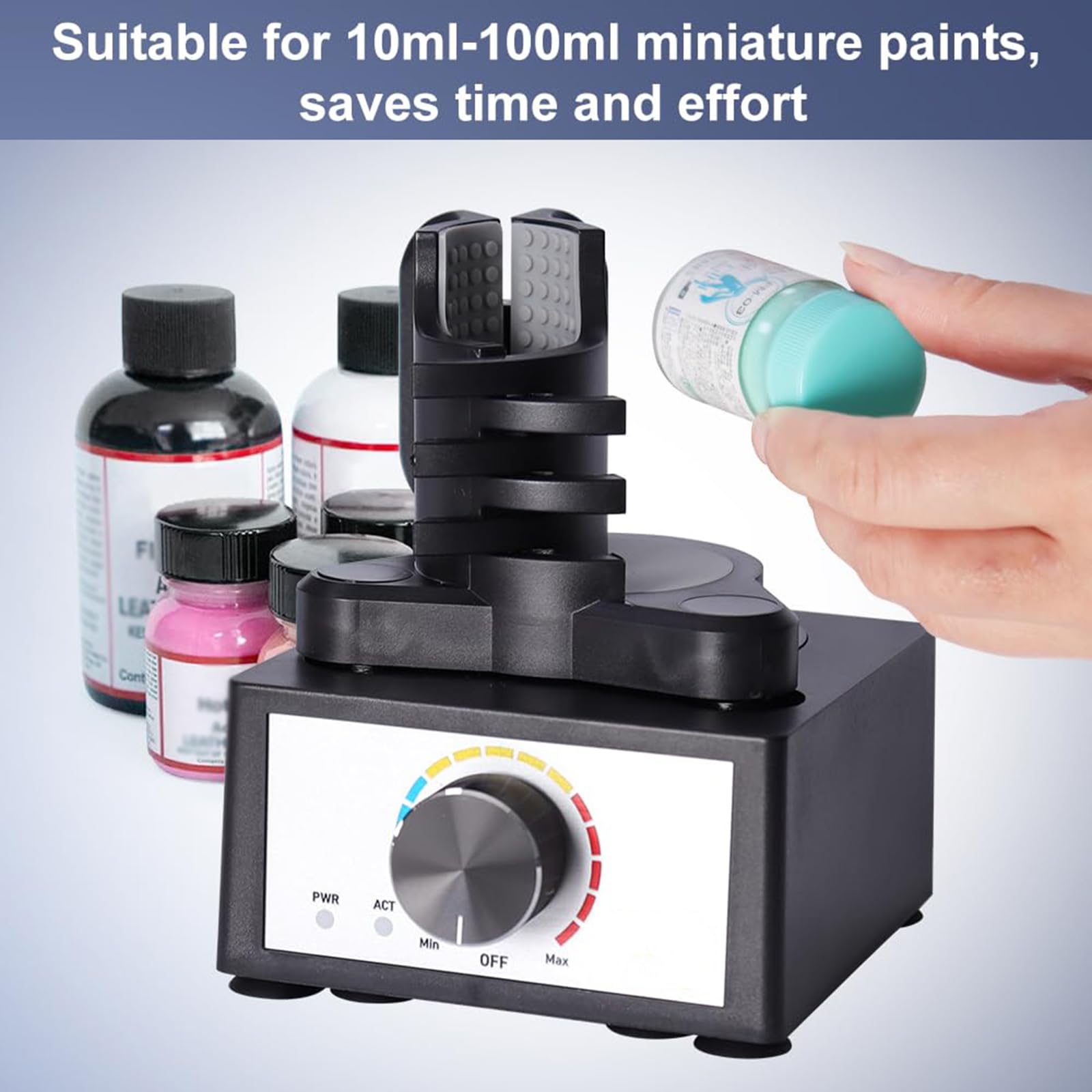 Mezclador de pintura - Mini mezclador Vortex para pintura modelo de bricolaje, velocidad de tres etapas 300-2400 RPM, adecuado para 10-100 ml en laboratorio, esmalte de uñas y adhesivos de pestañas