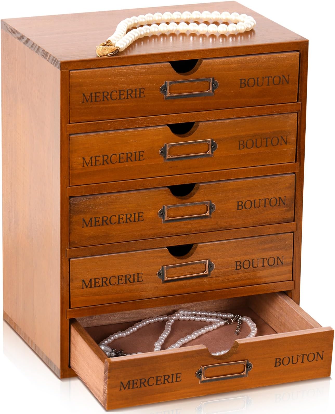 Wesiti Vintage Wooden Storage Box Desk Office Organizer