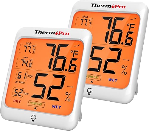 ThermoPro TP53 - Termómetro higrómetro digital para interiores para el hogar, sensor de humedad de temperatura con indicador de comodidad y
