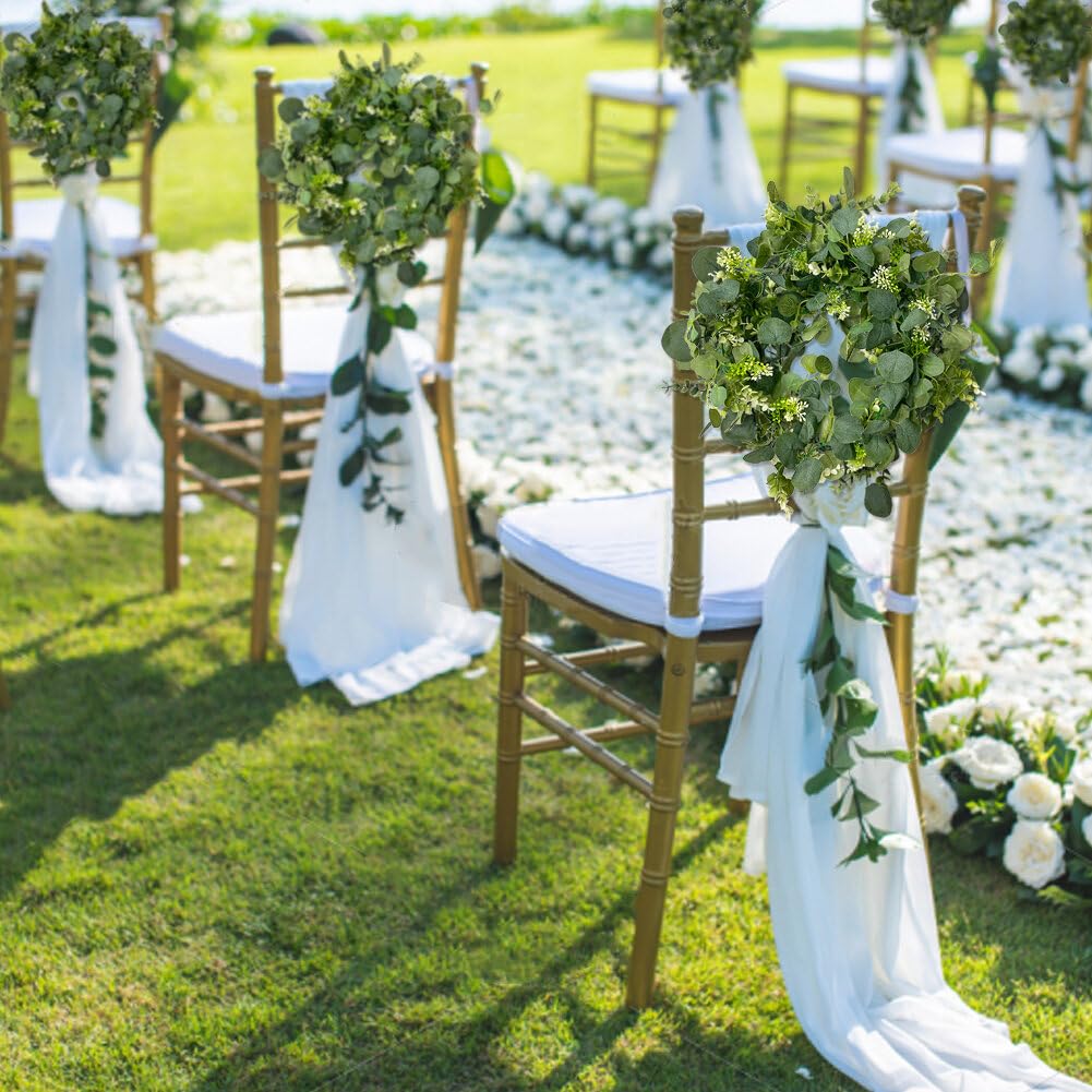 Künstliche Eukalyptus-Girlande mit weißen Blumen und Beeren, 1,5 m, künstliche Silber-Dollar-Girlande, Reben, künstliche Eukalyptusblätter für Zuhause, Hochzeitsbogen, Tischläufer,