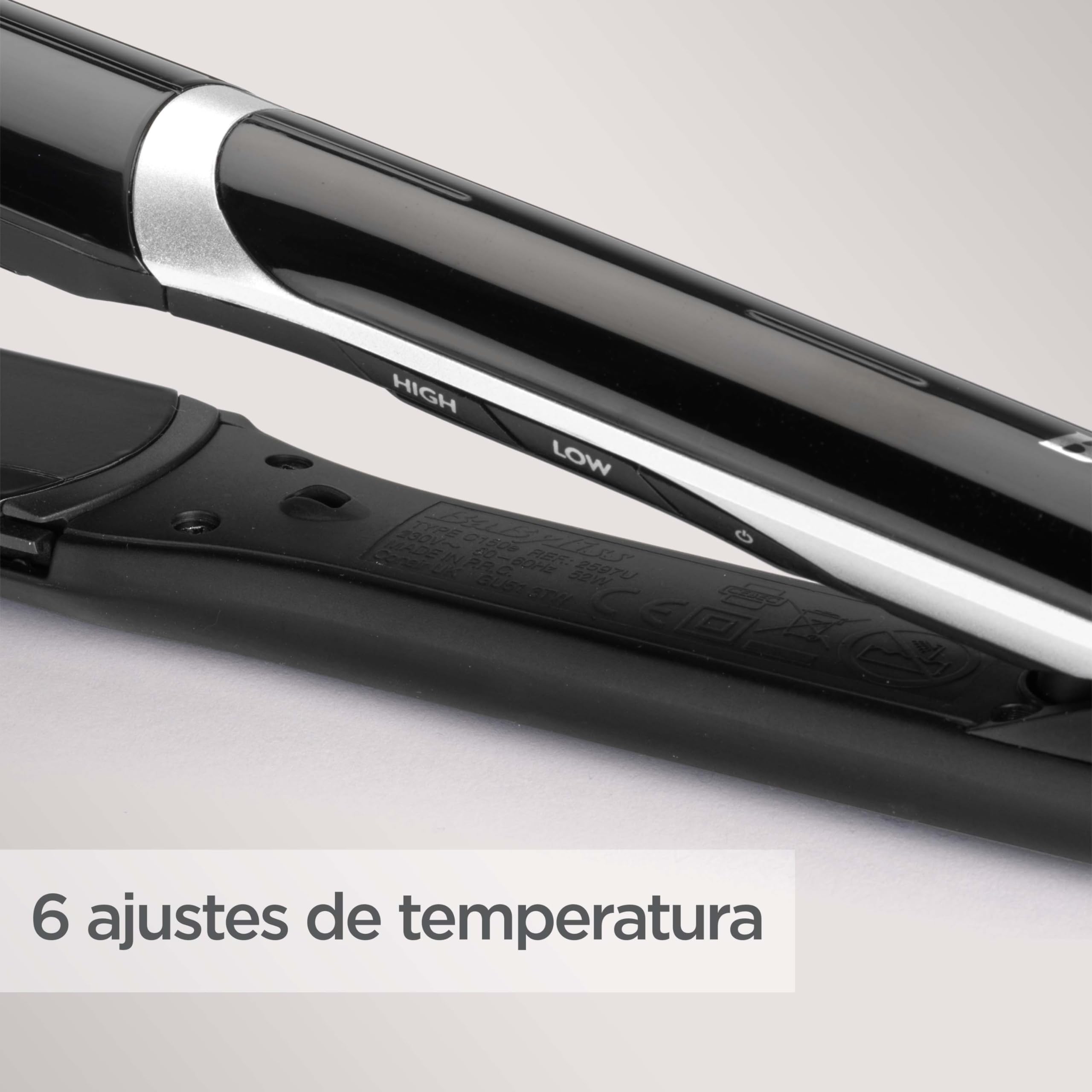 BaByliss Plancha de Pelo Smooth Pro Wide - Placas de cerámica para deslizamientos suaves, Placa ancha de 35 mm para cabello largo/grueso, Calentamiento rápido, 5 ajustes de Calor, Hasta 235°C, ST397E