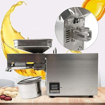 Automatic Oil Press Machine, 610W Canola Oil Press Extractor Castor Oil Presser Cold Hot Pressing Machine, Organic Oil Press for Peanut Kernels, Sunflower Seeds, Tea Seeds, Walnut Kernels
