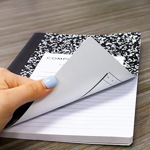 Miniatura 7 de BAZIC - Cuaderno de composición con rayas anchas de 100 hojas, cuaderno de mármol negro de alta calidad, cuaderno de escritura con forro para