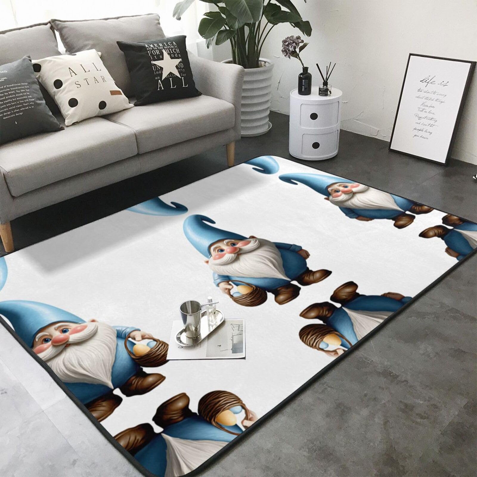 Alfombra con estampado de huevo de Pascua de 80 x 58 pulgadas, alfombra de área para sala de estar, oficina, mesa de café, cama, balcón, suave, esponjosa, absorbente de agua, duradera