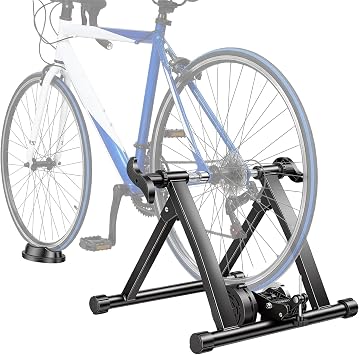 Bike Trainer, Indoor Bike Trainer Stand, Magnetic Bicycle Rollers Stationary Riding Converter with Adjustable Resistance, Foldable Bike Trainer Accessories for Road & Mountain Bikes 26-28" 700C