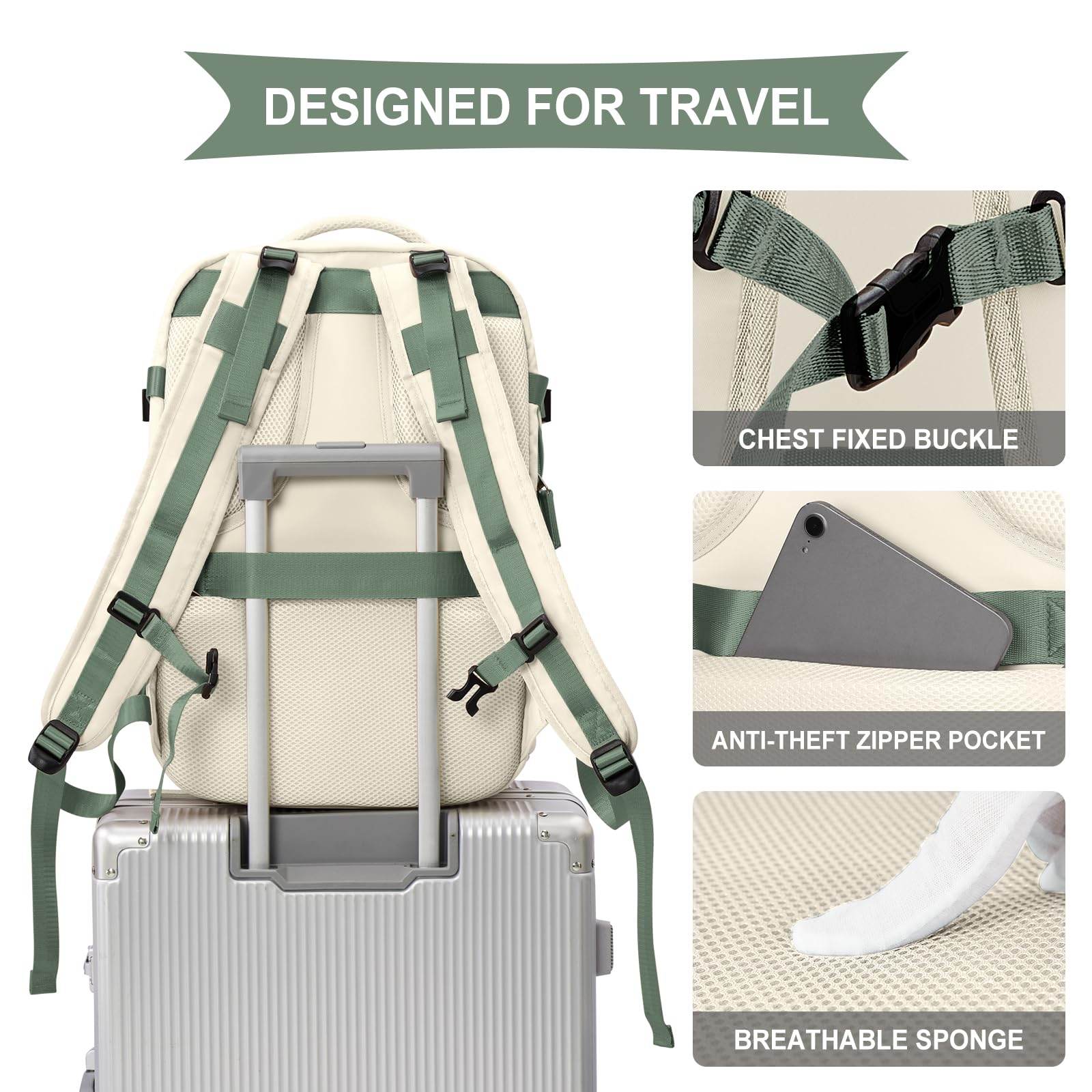 SZLX Zaino da viaggio grande da donna da viaggio zaino da escursionismo sportivo da esterno impermeabile zaino da scuola casual laptop da 14 pollici con porta di ricarica USB scomparto per scarpe