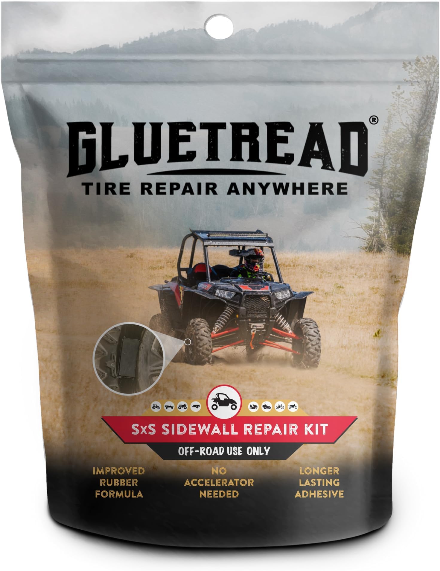 GlueTread SXS UTV Tire Sidewall Repair Kit | Emergency Tire Repair No Need to Remove Tire | Off-Road Side Tire Repair Kit | Improved Rubber Formula No