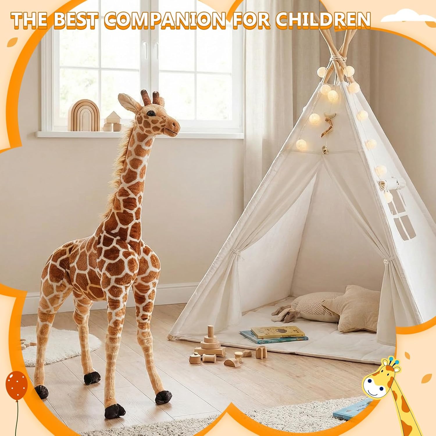 Meooeck 47 Inch Giant Giraffe Stuffed Animal, Large Plush Toy for Kids Lifelike Standing Toys Stuffed Tall Giraffe for Birthday, Nursery Home Decor