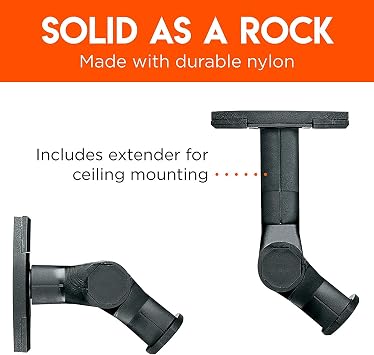 ECHOGEAR Speaker Wall & Ceiling Mount Pair - Universal Design Works with Vizio, Sony, More - Tilt & Swivel Without Tools for Surround Sound - Easy to Install Indoors & Outdoors