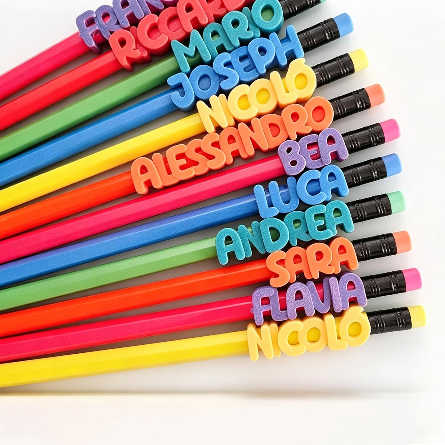 Custom Name Pencil Toppers, Personalized Pencil Name Tags