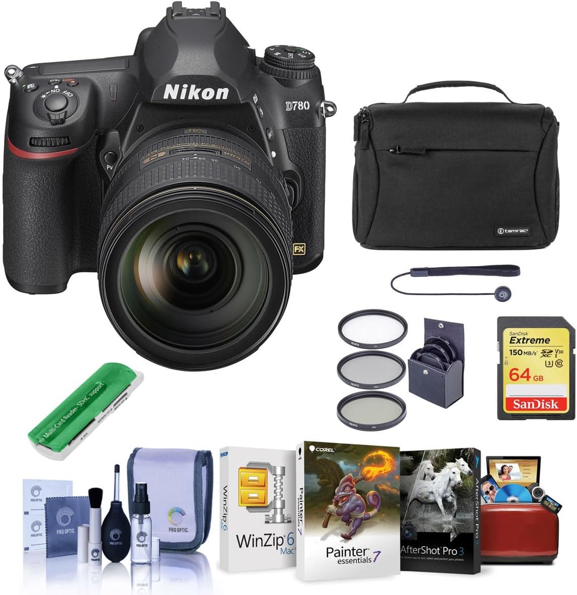 Nikon D780 FX-Format DSLR Camera w/AF-S 24-120mm f/4G ED Lens w/Mac Software,ACC