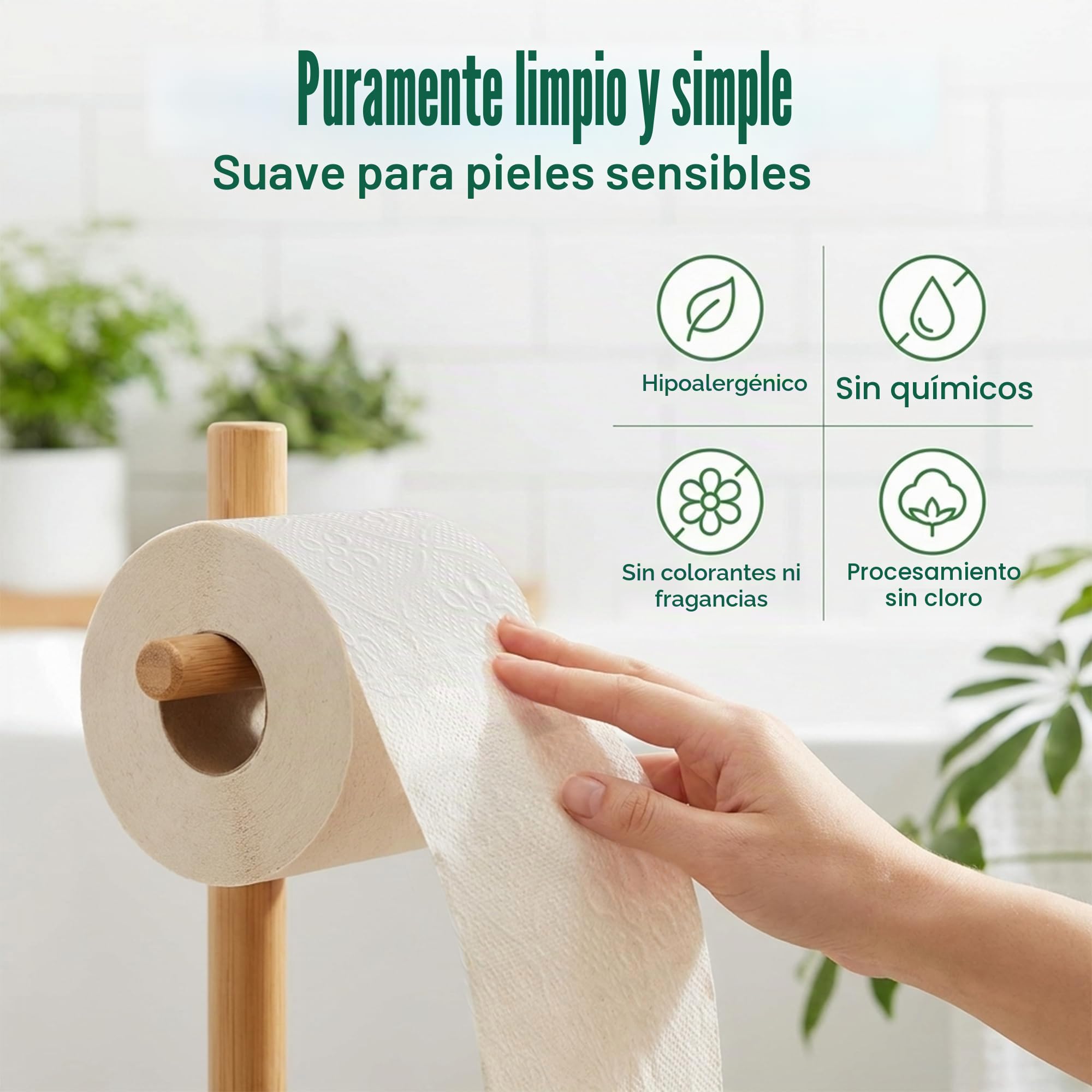 ECO SOUL Papel higiénico de bambú, 24 megarrollos, 3 capas, 300 hojas por rollo, papel higiénico ecológico y seguro para sépticos, papel higiénico sostenible, compostable, certificado FSC