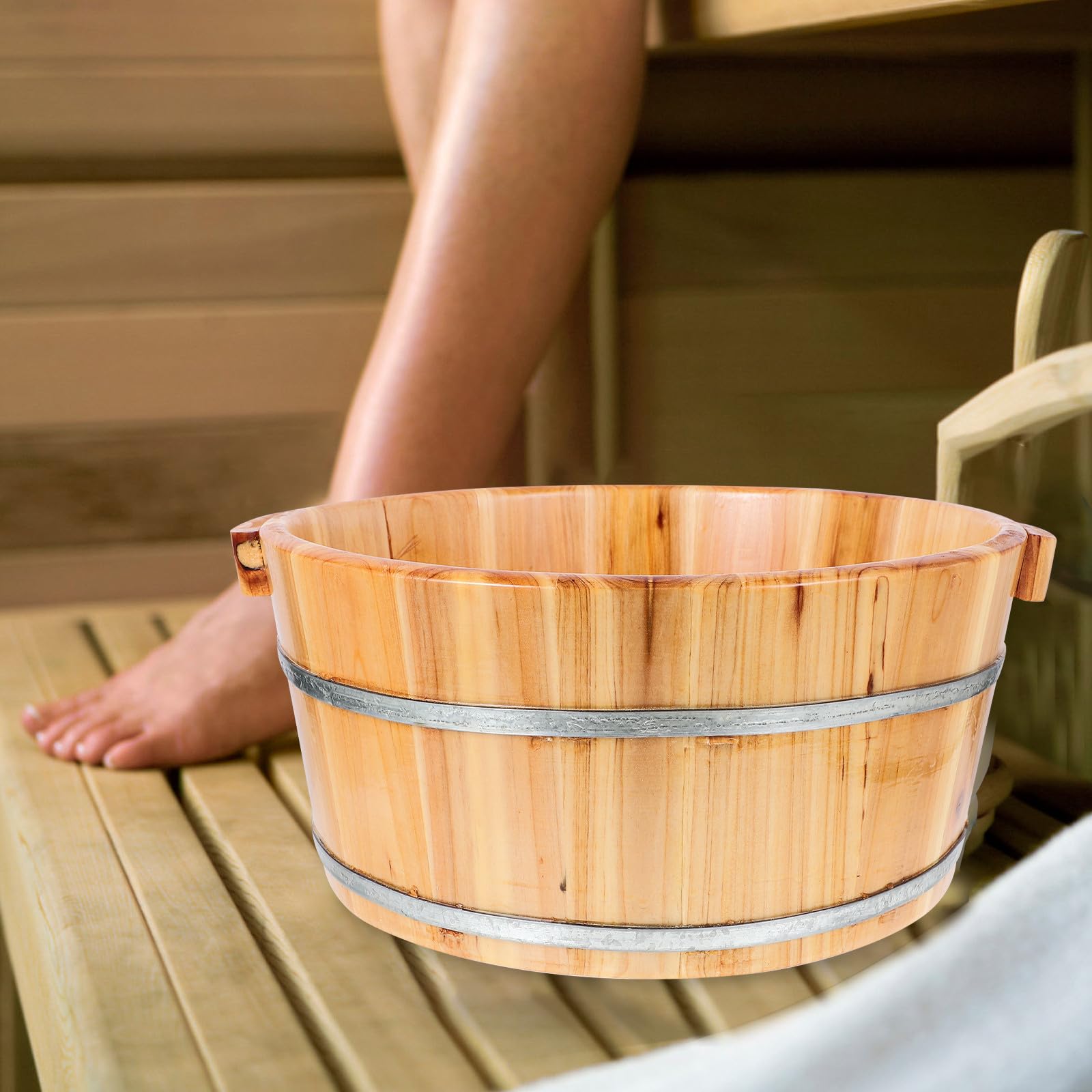 Cubo Reutilizable para Lavar los Pies de Madera, Ligero y Fácil de Usar para Baño de Pies en Casa, Adecuado para Remojo y Pedicura Cómoda