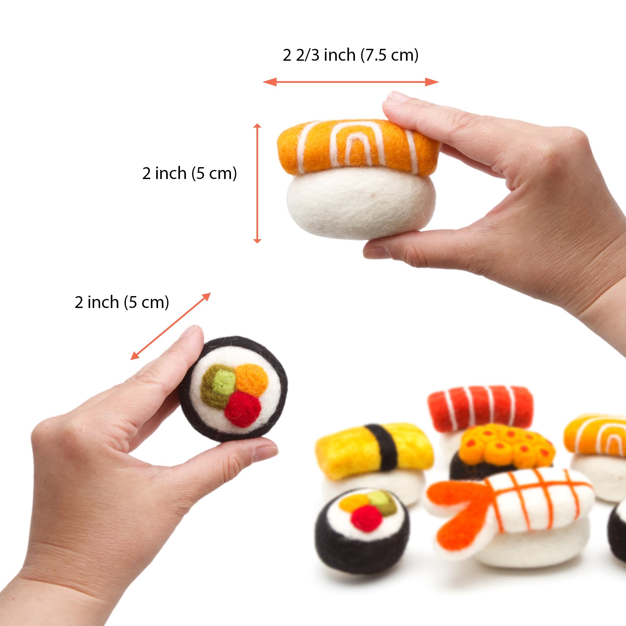 Set Giocattoli In Lana Sushi Per Gatti Con Erba Gatta &ndash; 7 Pezzi Naturali, Fatti A Mano, Per Gioco Interattivo E Anti-noia