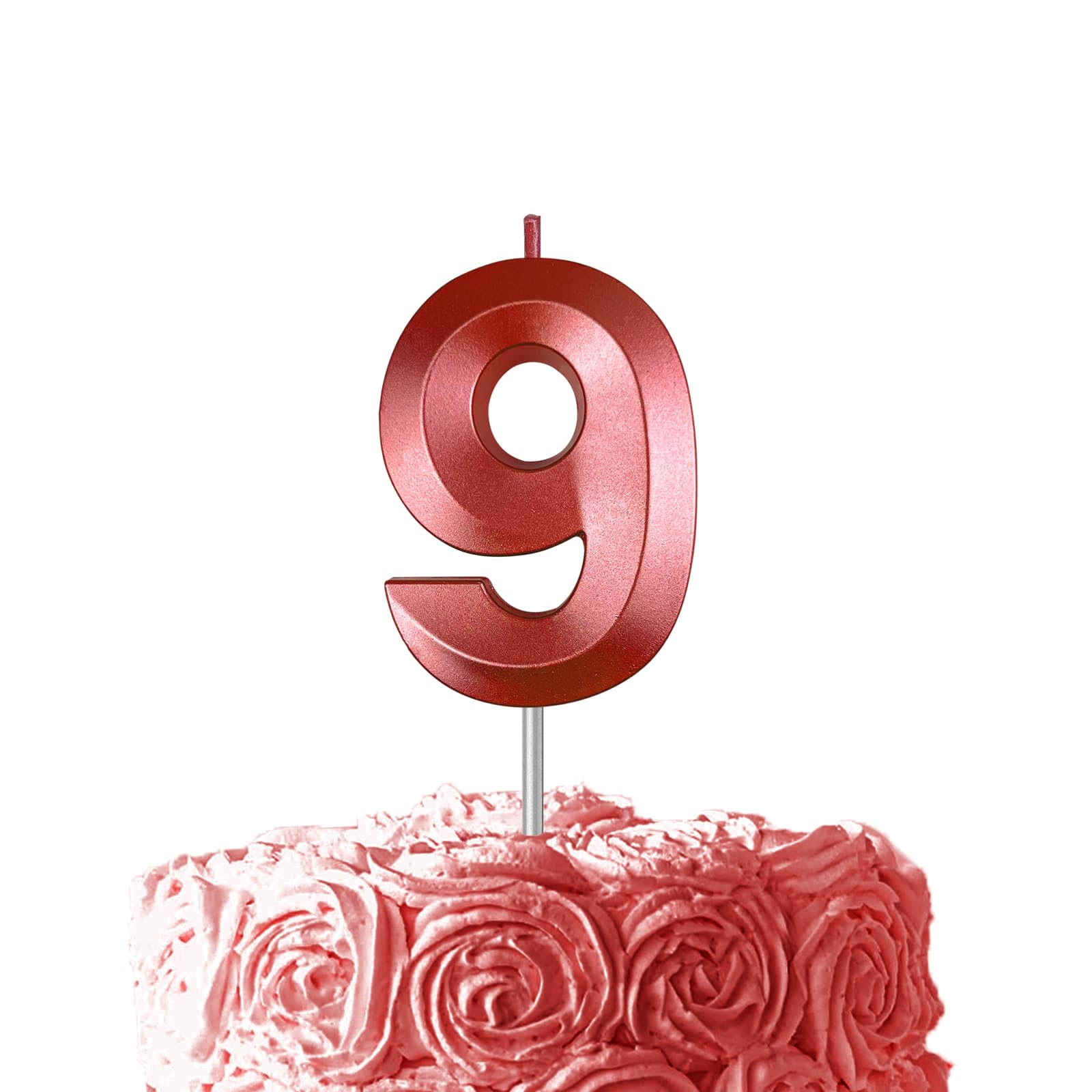Red Birthday Number 9 Candles for Wedding Party Cake Decorations